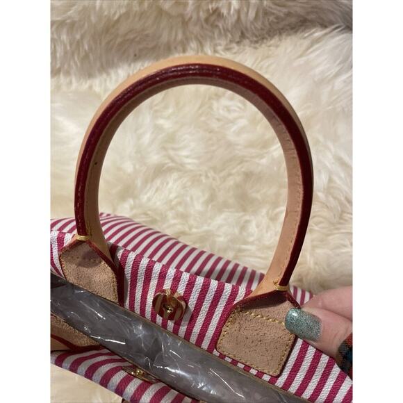 Dooney and Bourke Red and White Candy Stripe Tote Bag / Purse w/ Cross Body Stra - Picture 13 of 16